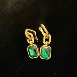 Elegant Gold and Green Earrings